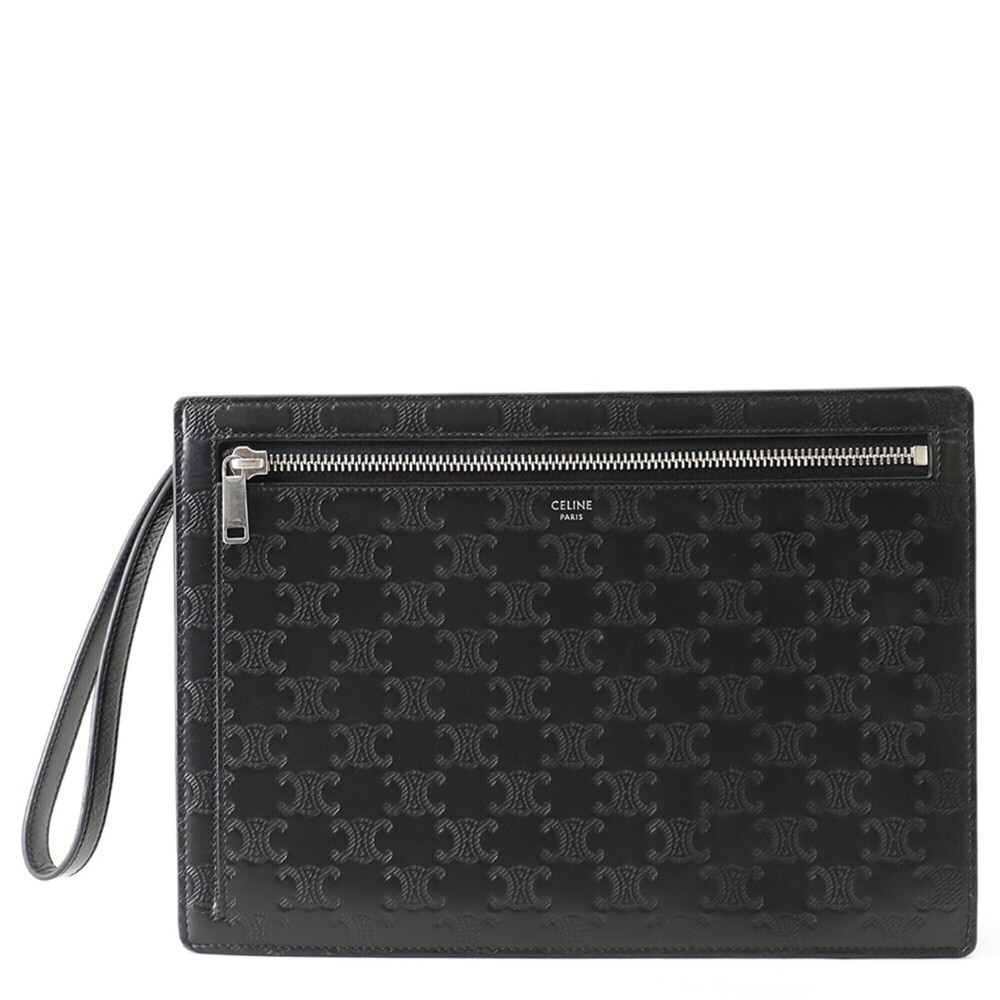 Celine Triomphe Calfskin Clutch Bag 10N823FQD CELINE Handbag Men's Black